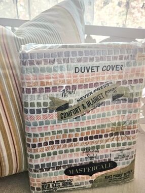 NWT VTG Mastercale Modern Boho Geometric Duvet Cover DEADSTOCK Full MCM 72x84